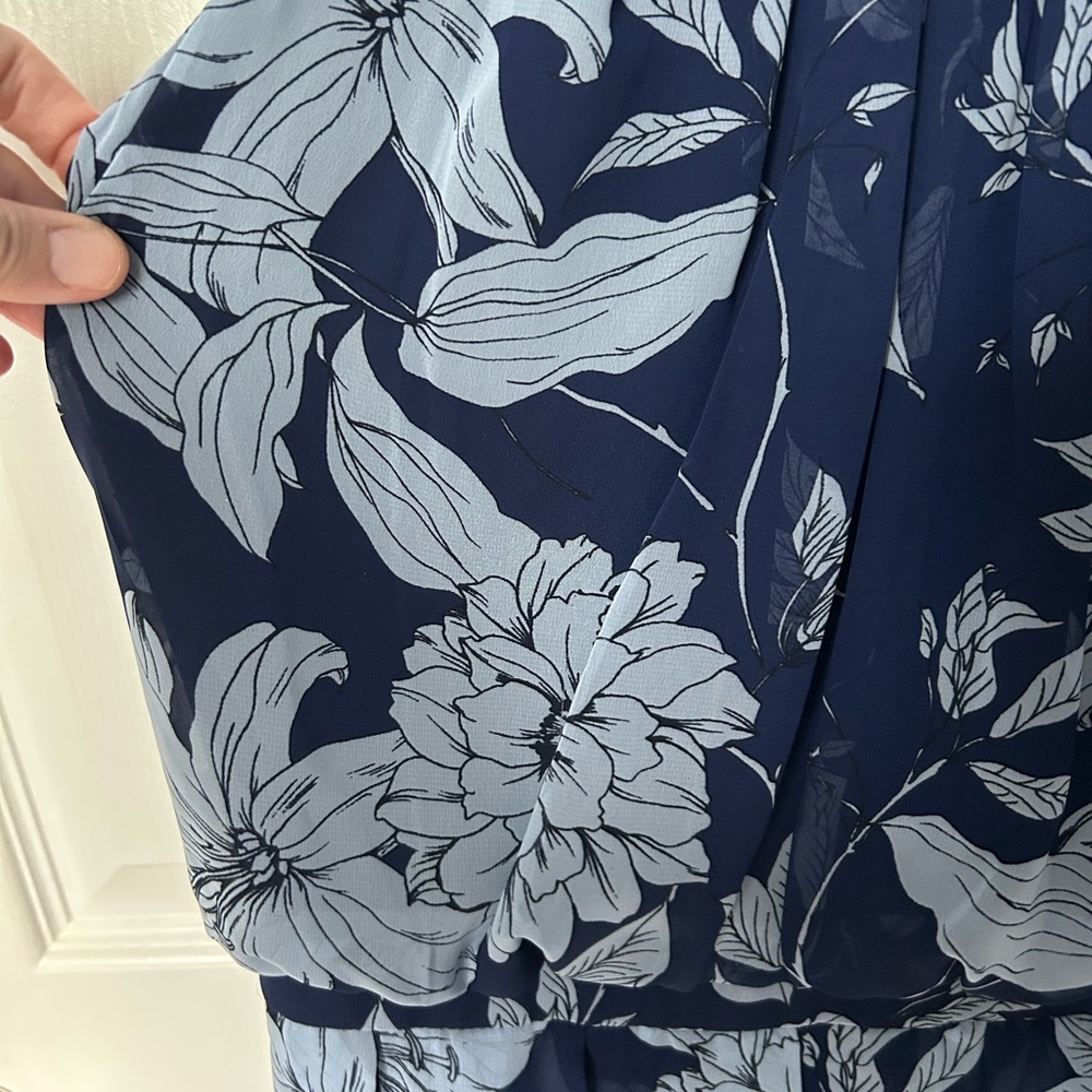 Eliza J Blue Floral Halter Pleated Midi Dress Size 6 - Picture 12 of 13